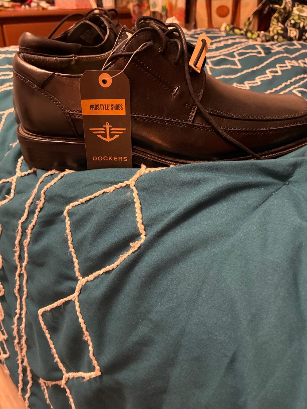 Dockers Black Leather Lace-Up Oxfords